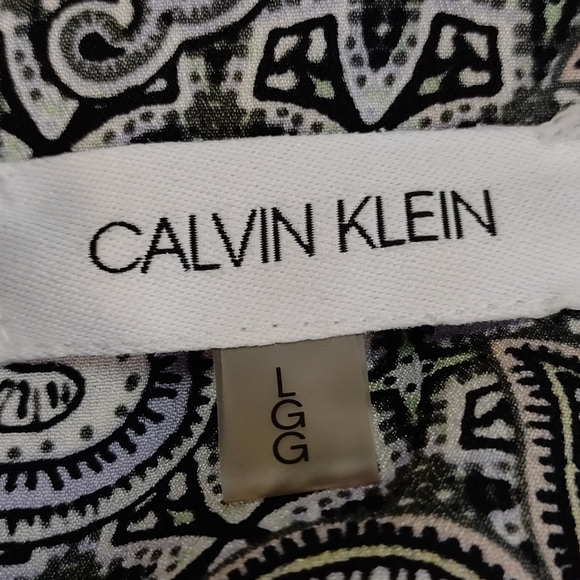 Calvin Klein Women's Multicolor Paisley Print Button Up Shirt Top Blouse Sz L - Picture 7 of 7